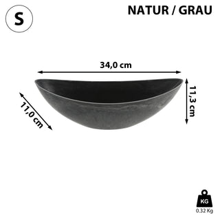 Deko Schale oval grau/schwarz|Schiefernoptik Größenwahl Kunststoff Pflanzschale Snackschale Obstschale