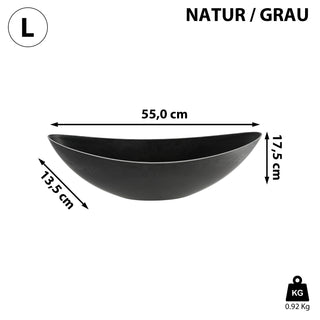 Deko Schale oval grau/schwarz|Schiefernoptik Größenwahl Kunststoff Pflanzschale Snackschale Obstschale