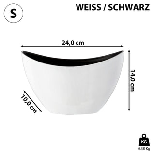 Deko Schale oval weiß/schwarz / Antikoptik Größenwahl Kunststoff Pflanzschale Snackschale Obstschale