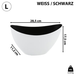 Deko Schale oval weiß/schwarz / Antikoptik Größenwahl Kunststoff Pflanzschale Snackschale Obstschale