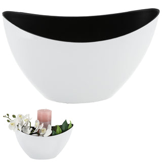 Deko Schale oval weiß/schwarz / Antikoptik Größenwahl Kunststoff Pflanzschale Snackschale Obstschale