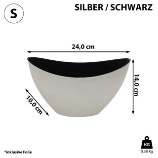Deko Schale oval gold|silber/schwarz Größenwahl Kunststoff Pflanzschale Snackschale Obstschale