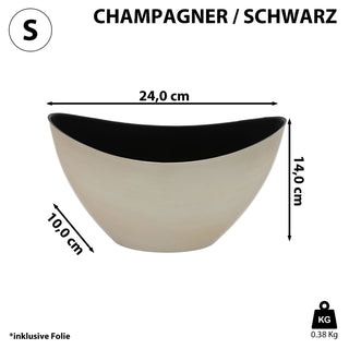 Deko Schale oval champagner/schwarz Größenwahl Kunststoff Pflanzschale Snackschale Obstschale