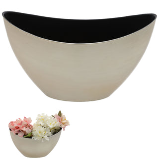 Deko Schale oval champagner/schwarz Größenwahl Kunststoff Pflanzschale Snackschale Obstschale