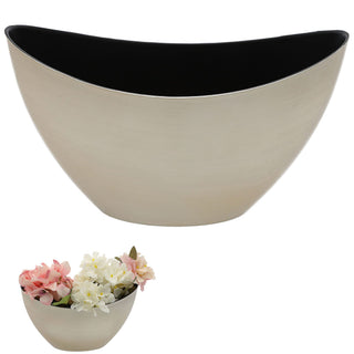 Deko Schale oval champagner/schwarz Größenwahl Kunststoff Pflanzschale Snackschale Obstschale