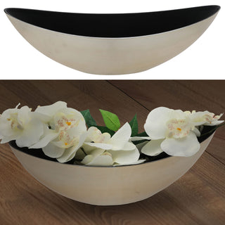 Deko Schale oval champagner/schwarz Größenwahl Kunststoff Pflanzschale Snackschale Obstschale
