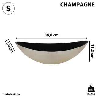 Deko Schale oval champagner/schwarz Größenwahl Kunststoff Pflanzschale Snackschale Obstschale
