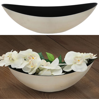 Deko Schale oval champagner/schwarz Größenwahl Kunststoff Pflanzschale Snackschale Obstschale