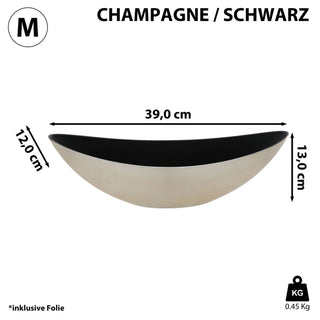 Deko Schale oval champagner/schwarz Größenwahl Kunststoff Pflanzschale Snackschale Obstschale