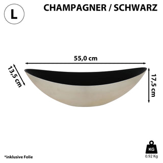 Deko Schale oval champagner/schwarz Größenwahl Kunststoff Pflanzschale Snackschale Obstschale