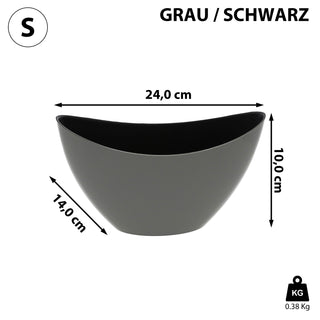 Deko Schale oval grau/schwarz|Schiefernoptik Größenwahl Kunststoff Pflanzschale Snackschale Obstschale