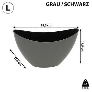 Deko Schale oval grau/schwarz|Schiefernoptik Größenwahl Kunststoff Pflanzschale Snackschale Obstschale