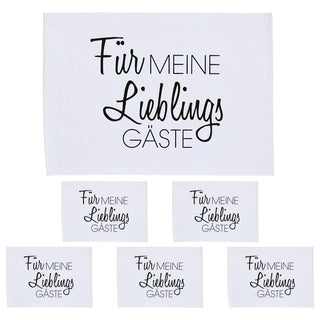 Tischset 6er Set "Für meine Lieblingsgäste" 48x33cm weiß/schwarz Baumwolle Platzset Tischauflage Tellerunterlage Set