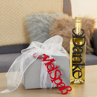 Geschenkanhänger 6er Set Schriftzüge Filz 25x6cm 6 Farben Anhänger Geschenke Filzanhänger