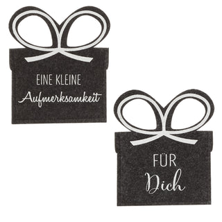 Geldgeschenke 4er Set Filz dunkelgrau Gutscheinkarten Verpackung Gastgeschenk Geschenk Schleife