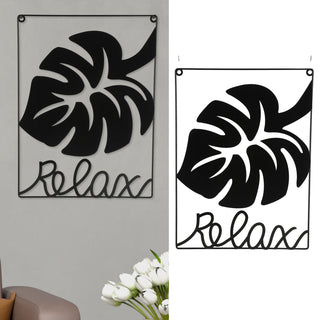 Metallbild "Relax" Skulptur 3D Wandbild Rahmen Eisen 30x40cm schwarz Ahornblatt