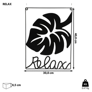 Metallbild "Relax" Skulptur 3D Wandbild Rahmen Eisen 30x40cm schwarz Ahornblatt