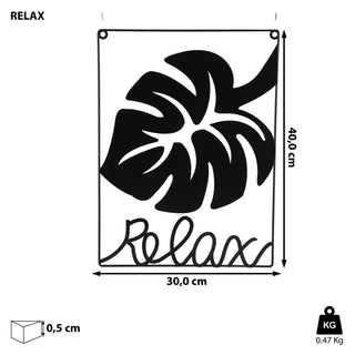 Metallbild "Relax" Skulptur 3D Wandbild Rahmen Eisen 30x40cm schwarz Ahornblatt