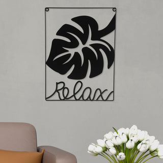 Metallbild "Relax" Skulptur 3D Wandbild Rahmen Eisen 30x40cm schwarz Ahornblatt