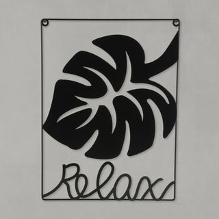 Metallbild "Relax" Skulptur 3D Wandbild Rahmen Eisen 30x40cm schwarz Ahornblatt
