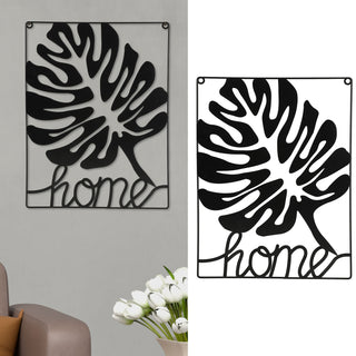 Metallbild "Home" Skulptur 3D Wandbild Rahmen Eisen 30x40cm schwarz Ahornblatt