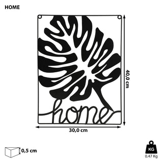 Metallbild "Home" Skulptur 3D Wandbild Rahmen Eisen 30x40cm schwarz Ahornblatt