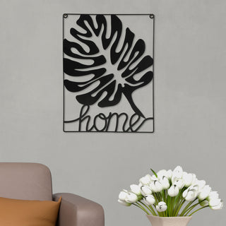 Metallbild "Home" Skulptur 3D Wandbild Rahmen Eisen 30x40cm schwarz Ahornblatt
