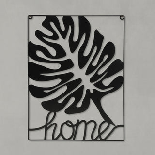 Metallbild "Home" Skulptur 3D Wandbild Rahmen Eisen 30x40cm schwarz Ahornblatt
