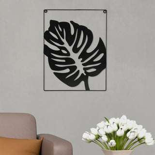 Metallbild "Ahornblatt" Skulptur 3D Wandbild Rahmen Eisen 30x40cm schwarz Ahornblatt
