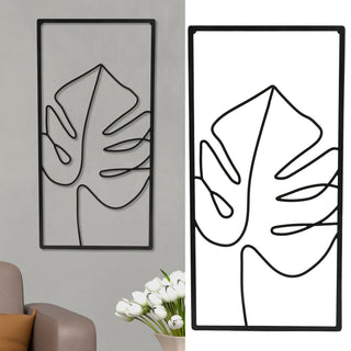 Metallbild "Ahornblatt" Skulptur 3D Wandbild Rahmen Eisen 30x60cm schwarz Ahornblatt