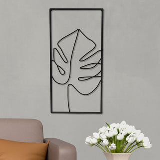 Metallbild "Ahornblatt" Skulptur 3D Wandbild Rahmen Eisen 30x60cm schwarz Ahornblatt