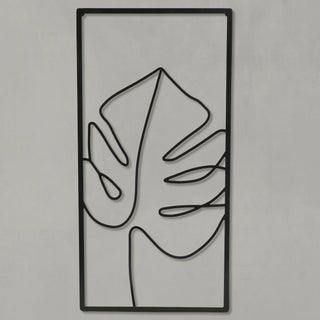 Metallbild "Ahornblatt" Skulptur 3D Wandbild Rahmen Eisen 30x60cm schwarz Ahornblatt