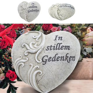 Grabdeko Herz mit Aufdruck 11x3,5x9,5cm Polyresin Grabherz Grabschmuck Grab Herz Spruch