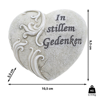 Grabdeko Herz mit Aufdruck 11x3,5x9,5cm Polyresin Grabherz Grabschmuck Grab Herz Spruch