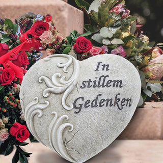 Grabdeko Herz mit Aufdruck 11x3,5x9,5cm Polyresin Grabherz Grabschmuck Grab Herz Spruch