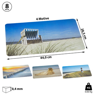 Platzmatte 8er Set "Maritim" 4 Motive á 2 Stück Platzset Tischauflage Tellerunterlage