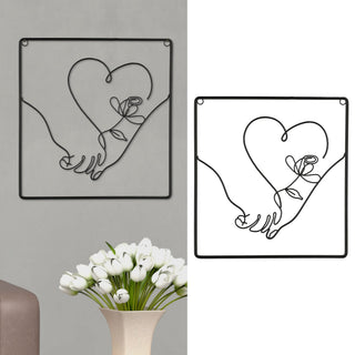Metallbild "Heart" Hand mit Herz 3D Wandbild Rahmen Eisen 29,5x31,5cm schwarz