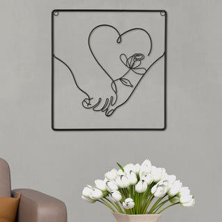 Metallbild "Heart" Hand mit Herz 3D Wandbild Rahmen Eisen 29,5x31,5cm schwarz