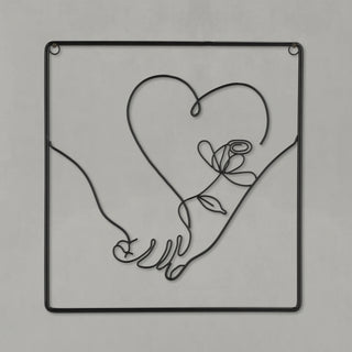 Metallbild "Heart" Hand mit Herz 3D Wandbild Rahmen Eisen 29,5x31,5cm schwarz