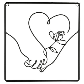 Metallbild "Heart" Hand mit Herz 3D Wandbild Rahmen Eisen 29,5x31,5cm schwarz