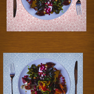 Platzmatten "Mandala" 8er Set 44x29cm eckig 4 Pastellfarben Tischset Platzset Tischauflage Tellerunterlage