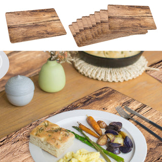 Platzmatten 10er Set 44x28,5cm Holzoptik Tischset Platzset Tischauflage Tellerunterlage Eichenoptik