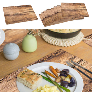 Platzmatten 10er Set 44x28,5cm Holzoptik Tischset Platzset Tischauflage Tellerunterlage Eichenoptik