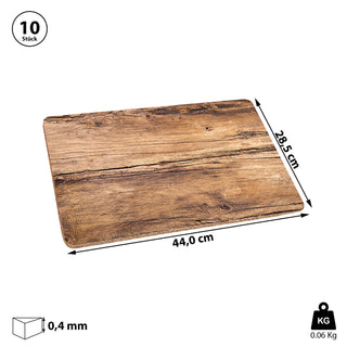 Platzmatten 10er Set 44x28,5cm Holzoptik Tischset Platzset Tischauflage Tellerunterlage Eichenoptik