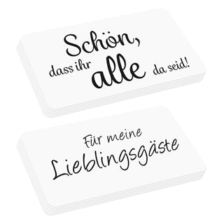 Platzmatten "2 Sprüche" 10er Set 44x28,5cm weiß/schwarz Kunststoff Platzset Tischauflage Tellerunterlage Set