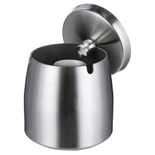 Sturmaschenbecher mit Deckel Edelstahl 9x9x9cm silber Antikratz-Schutz geruchsdicht Windaschenbecher