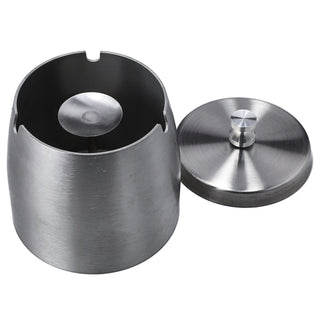 Sturmaschenbecher mit Deckel Edelstahl 9x9x9cm silber Antikratz-Schutz geruchsdicht Windaschenbecher