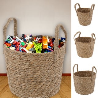 Aufbewahrungskorb 3er Set mit Henkel Jute Cattail 3 Größen Korb Dekokorb Henkelkorb Ordnungskorb