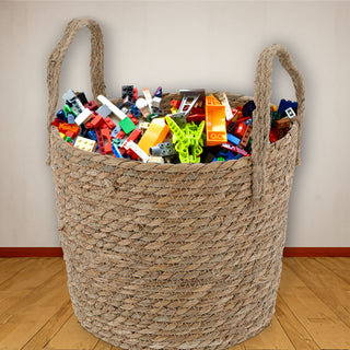 Aufbewahrungskorb 3er Set mit Henkel Jute Cattail 3 Größen Korb Dekokorb Henkelkorb Ordnungskorb