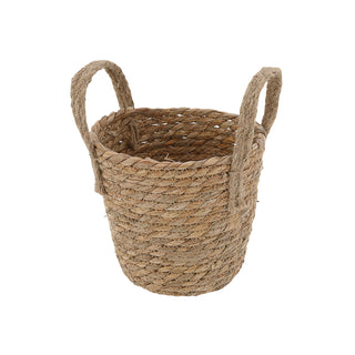 Aufbewahrungskorb 3er Set mit Henkel Jute Cattail 3 Größen Korb Dekokorb Henkelkorb Ordnungskorb